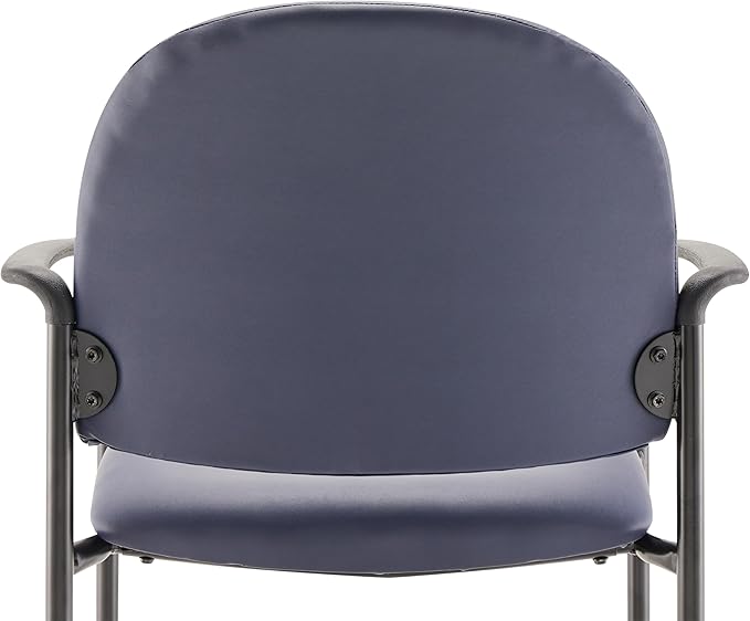 Flash Furniture Tiffany Side Reception Chair with Armrests, Stackable Vinyl Waiting Room Chair for Commercial or Residential Use, Navy