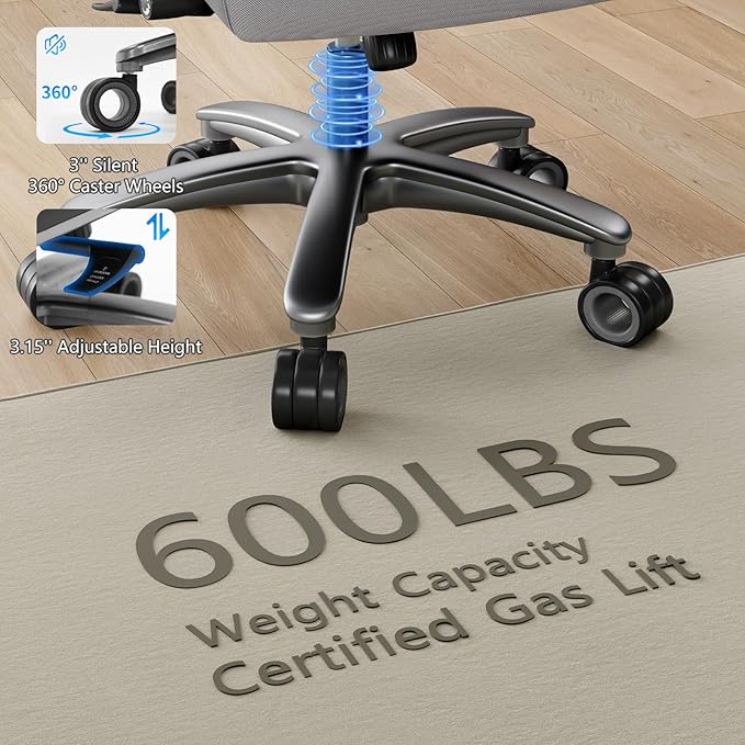 Big and Tall Office Chair with 5D Arms, 600lbs Fabric & PU Leather Heavy Duty Desk Chair, Adjustable Lumbar Support & Height, Tilt Function, High Back Ergonomic Executive Computer Chair