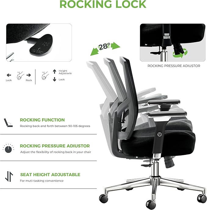 Big and Tall Office Chair 700lbs with Ergonomic W Wide Thick Seat Cushion, Oversized Mesh Desk Chair with Adjustable Lumbar Support, Computer Chair with Upgraded 4D Armrests