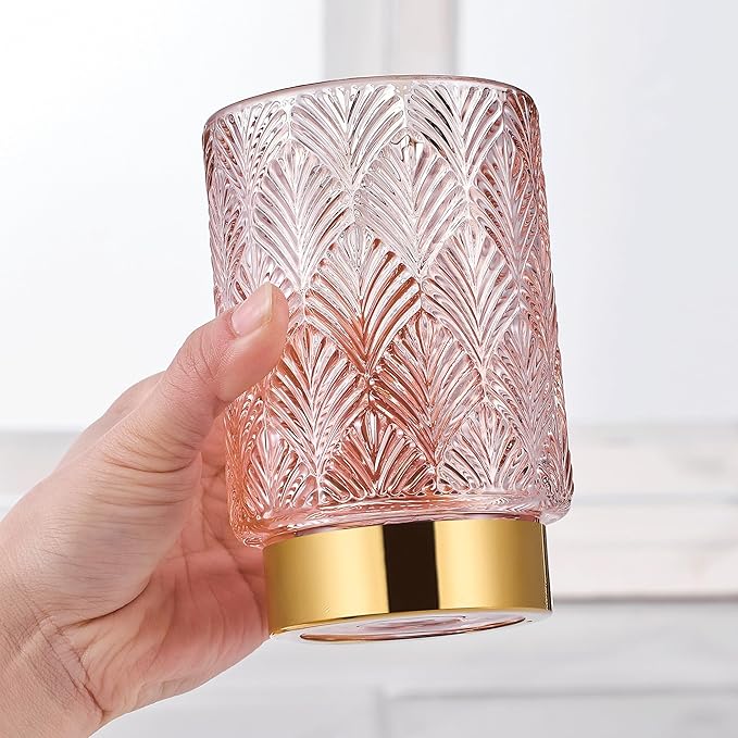 Makeup Brush Holder Organizer,Toothbrush Holders,Desk Pen Pencil Holder,Multifunctional Vintage Glass Brush Cup（A42-10-US）