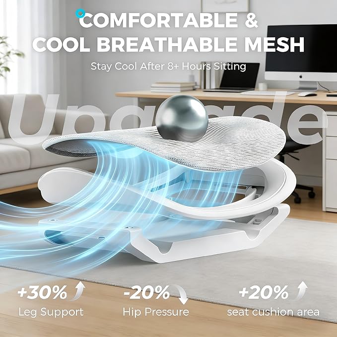 Ergonomic Mesh Office Chair with Footrest, Big and Tall Home Desk Chair with 5D Flip-Up Arms, Adjustable Lumbar Support, Gaming & Executive Computer Chairs, Grey