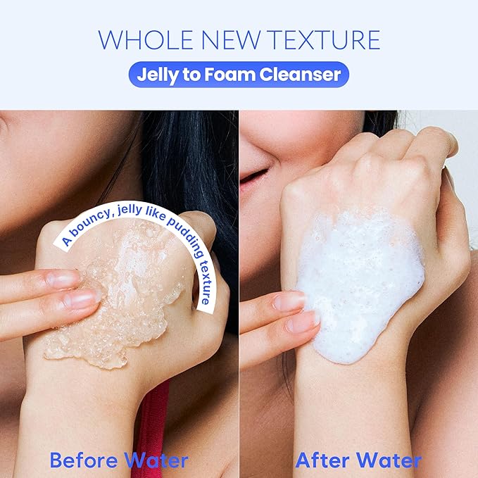 K-Beauty Glass Skin 4-Step Set - Jelly Pudding Pore Cleanser 50ml, Rice Milk Toner, Calming Serum, Barrier Cream