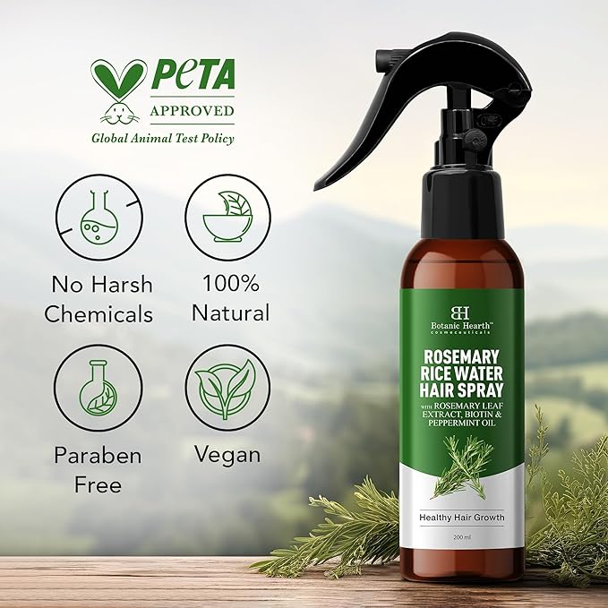 Botanic Hearth Rosemary Rice Water Spray 6.8 fl oz for Hair Growth– Korean Scalp Detox & Hydrating Hair Treatment for Thinning, Anti-Itch & Anti-Flake, Sulfate & Paraben Free