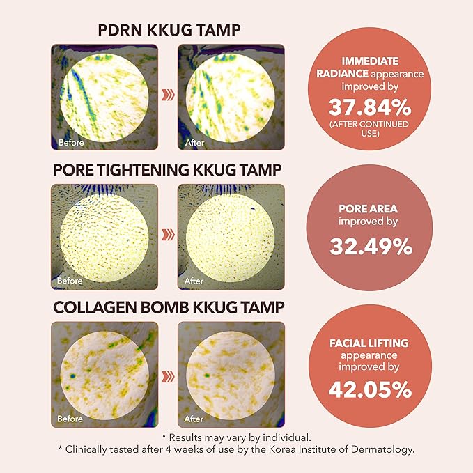 My Dermatologist's Vacation, PDRN, PORE TIGHTENING, COLLAGEN BOMB KKUG TAMP – Double-Acting Beauty Device with Micropoint ESSENCE STICK & AMPOULE, Korean Skincare Facial Serum Kit Single-Use Sets