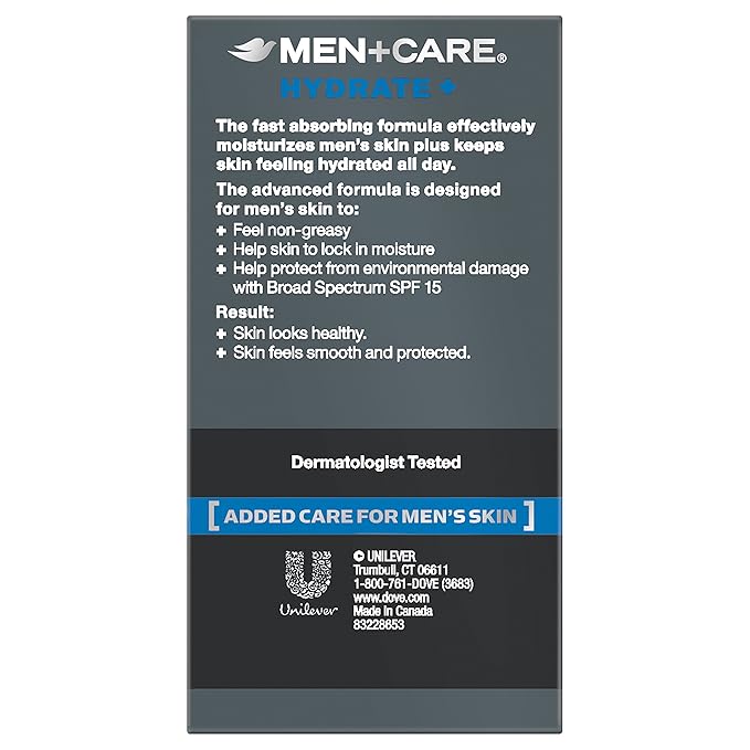 Dove Men+Care Face Lotion, Hydrate Plus 1.69 Ounce