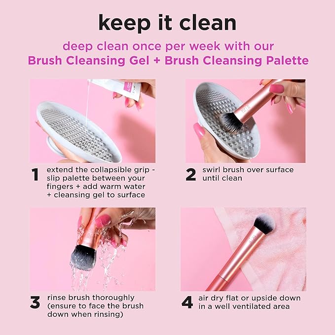 Real Techniques 8 Piece Everyday Eye Essentials Makeup Brush Set,Eye Brushes for Liner,Eyeshadow,Brows,& Lashes,Travel Friendly,Gift Set,Synthetic Bristles,Cruelty-Free & Vegan,(Pack of 8)