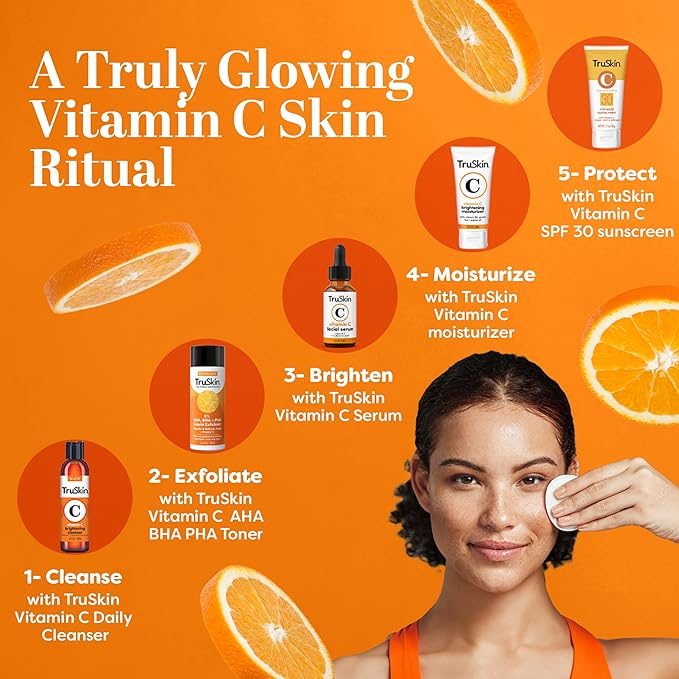 TruSkin BHA Liquid Exfoliant & Toner for Face - Triple Acid AHA BHA PHA Exfoliator with Salicylic, Glycolic Acid & Vitamin C - Improves Look of Tone & Texture, Unclogs Pores, 4.2 fl oz