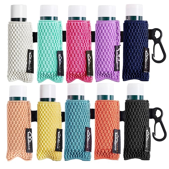WK IEASON Lip Balm Sleeves Holder Keychain Bulk 10pcs Clip on Chapstick Key chain Holder Lip Gloss Keychain Holder Sleeve Tight-Knit Elastic Lipstick Key Chain Holder