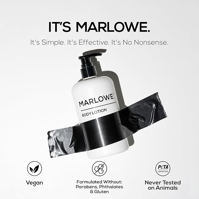MARLOWE. No. 002 Body Lotion for Men, 15 oz Pump, Original, Revitalizing Dry Skin Lotion with Aloe Vera & Amino Acids, Hydrates & Nourishes, Lightly Scented