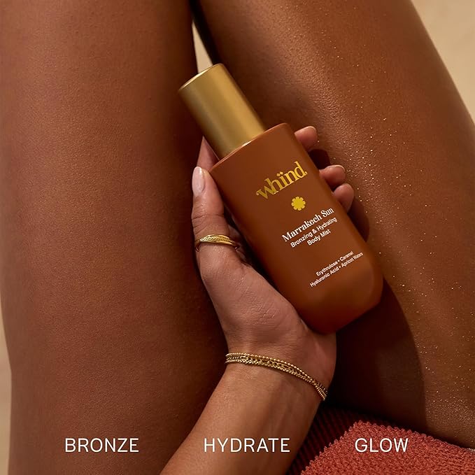 WHIND Hydrating Self-Tanning Body Mist – Lightweight Bronzing Spray with Hyaluronic Acid & Glycerin for a Natural Tan – 200ml