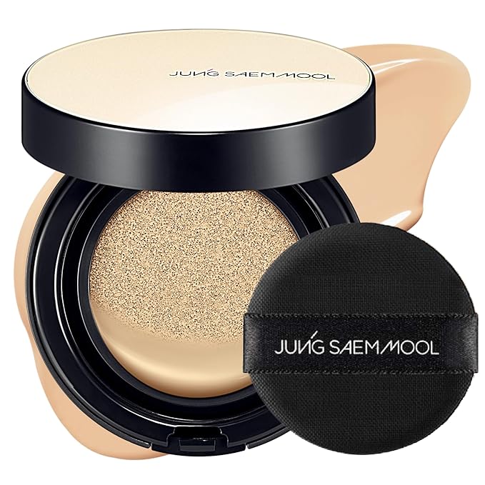 JUNG SAEM MOOL Essential Skin Nuder Cushion | Natural Finish, Buildable Coverage Cushion Foundation by Korean Makeup Artist (Refill Not Included, 0.49 Fl Oz, SPF 50), 19 Light