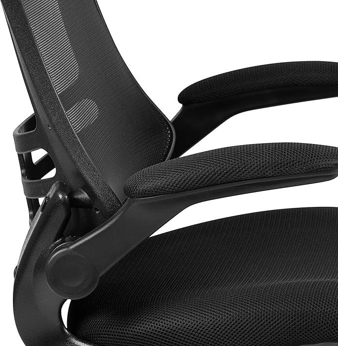 Flash Furniture Set of 4 Mid-Back Swivel Ergonomic Task Office Chairs with Flip-Up Arms, Black Mesh
