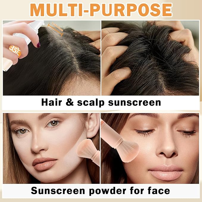 Mineral Sunscreen Powder SPF 35 Setting Powder for Scalp, Hair, Face - Breathable Translucent Scalp Sunscreen Broad Spectrum UV Protection Cruelty-Free Formula 0.71oz