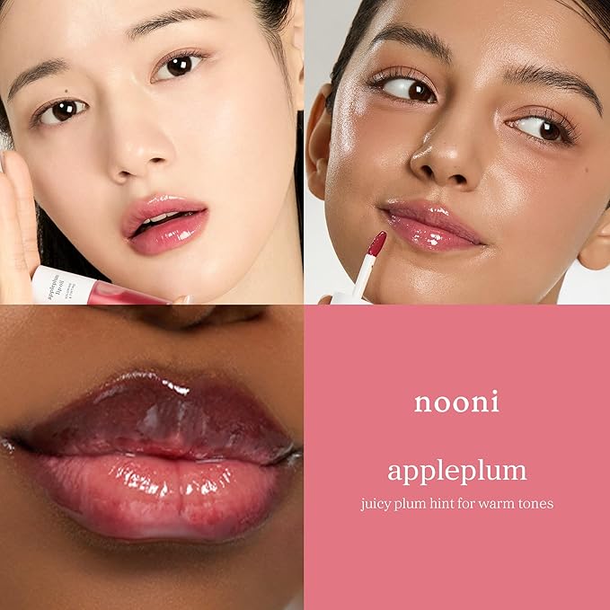 NOONI Korean Lip Oil - Appleplum | Long-Lasting, Moisturizing, Plumping, Revitalizing for Dry Lips, Waterproof, No Peel Off, Korean Tint, Hydrating Lip Stain, Nourishing Crystal Clear, 0.12 FL Oz