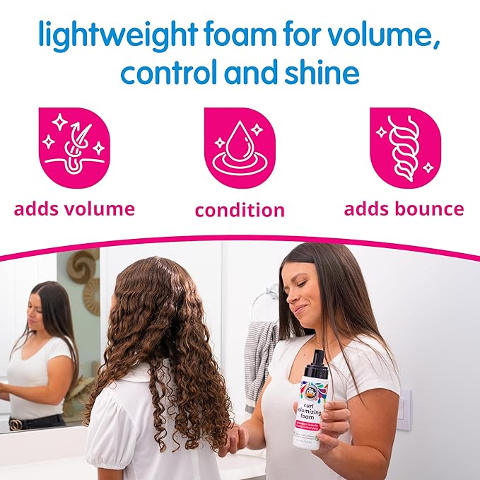 SoCozy Hair Mousse for Kids,Curl Volumizing Foam Mousse for Curly Hair (6 Fl Oz) Enhances Shine & Volume,Gentle Formula with Panthenol,Hydrolyzed Proteins & Keratin,Paraben-& Sulfate-Free,(Pack of 2)