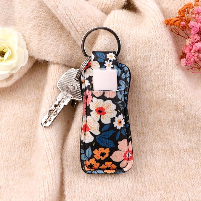 DMLSKY Lip Balm Holder Keychain, Sleeve Pouch for Mini Lipstick, Cute Portable Key Chain Accessories for Lip Gloss