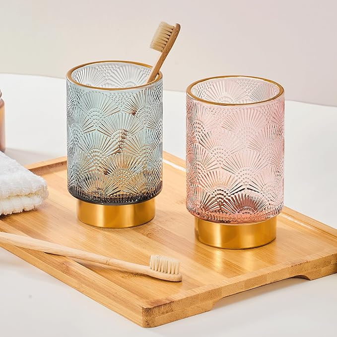 Makeup Brush Holder Organizer,Toothbrush Holders,Desk Pen Pencil Holder,Multifunctional Vintage Glass Brush Cup（A41-7-US）