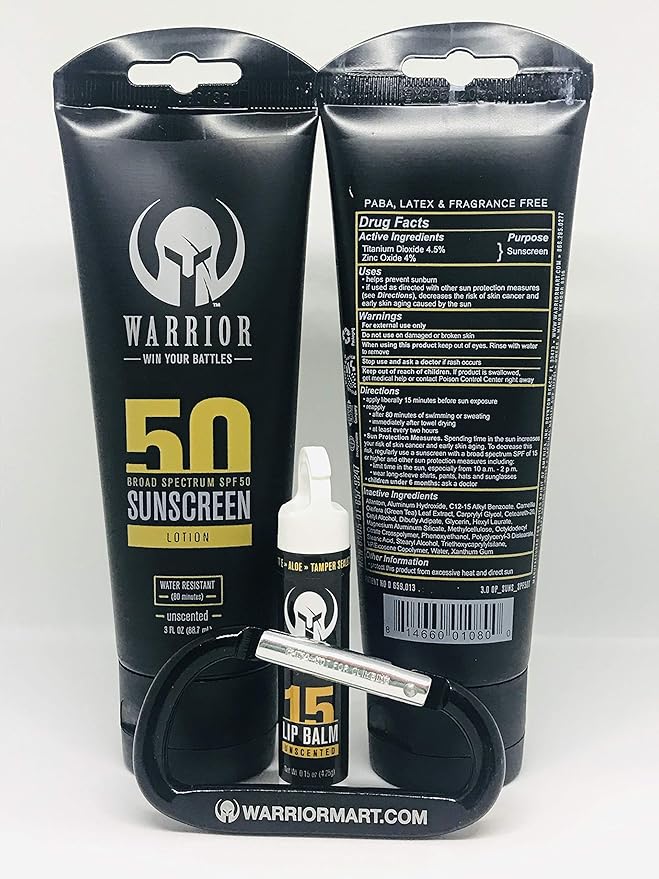 WARRIOR - WIN YOUR BATTLES- Zinc Oxidize with Titanium Dioxide Sunscreen Face/body Mineral Lotion, Non-Greasy, Broad Spectrum, Water Resistant, Pediatrician & Dermatologist Tested, SPF50
