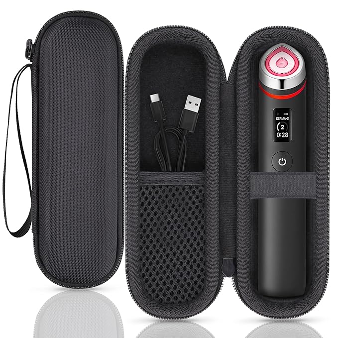 for medicube Booster Pro 6-in-1 Real Glass Glow Beauty Massager Protective Hard Case, Travel Storage Organizer for Women, Shockproof & Water-Resistant EVA Shell, Black - co2CREA