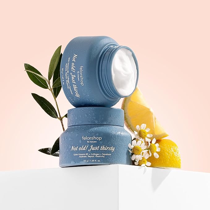 Not Old Just Thirsty Face Moisturizer with Vitamin B5, Collagen, Squalane for Hydration, Repair, Elasticity, 1.99 fl. oz | All skin types