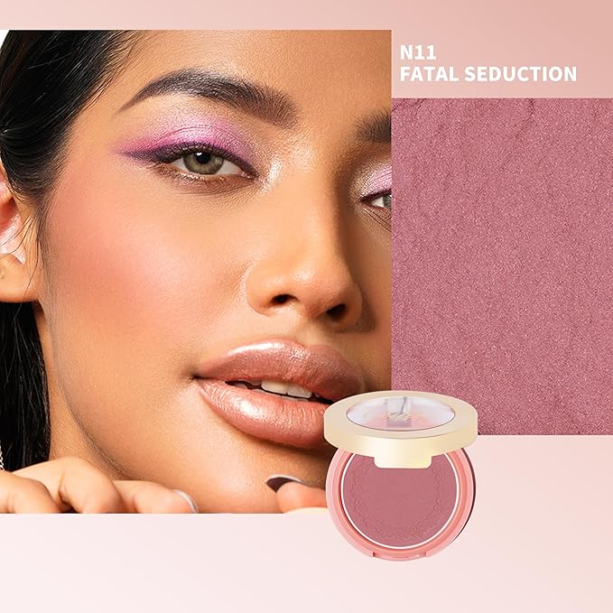 OULAC Blush Makeup Powder Mauve| Natural Matte Blush Cool Tone Skin Light Meidum | Buildable & Light Weight Smooth| Cruelty-Free Vegan |4.8g 11 Fatal Seduction