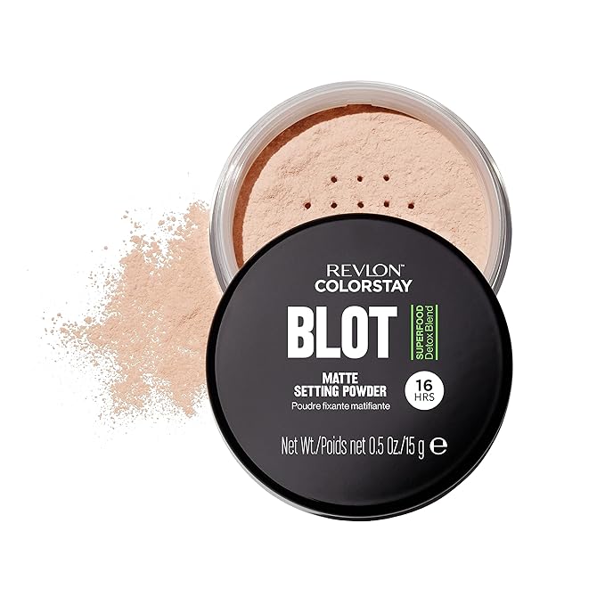 Revlon ColorStay Blot Face Makeup Setting Powder,Mattifying,Blurring & Oil Absorbing,Absorbs Sebum,Blurs Imperfections and Reduces Pore Appearance,0.5 Oz,(Pack of 2)
