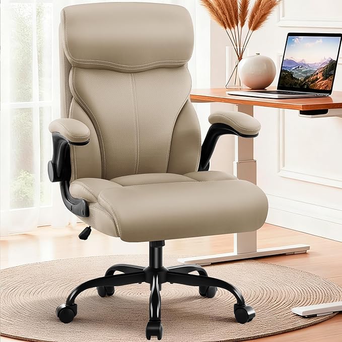 AreShark Office Chair - Executive High Back Breathable Comfy Desk Chair with Lumbar Support - Ergonomic Leather Rolling Swivel Computer Chair with Rock Function for Working Studying Gaming Relaxing
