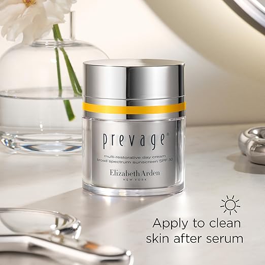 Elizabeth Arden PREVAGE Anti-Aging Face Moisturizer Cream for Women, SPF 30 Broad Spectrum Sunscreen, Reduces Fine Lines & Wrinkles, With Antioxidant Idebenone Technology, 1.7 Oz