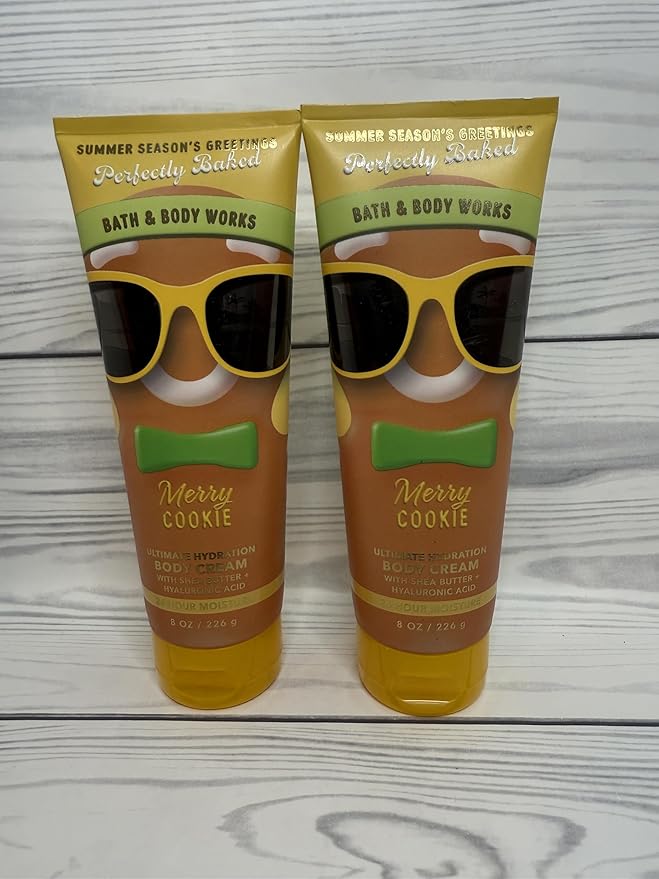 Bath & Body Works Merry Cookie Ultimate Hydration Body Cream 8 Ounces Pack of 2