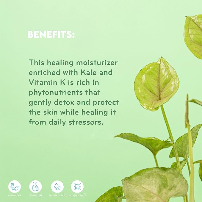 pūrlisse Kale + Vitamin K Hydrating Face Moisturizer - Face Moisturizer for Detoxifying & Pore Tightening - Packed with Antioxidants for Smooth, Radiant & Youthful Skin (1.7 Fl oz)