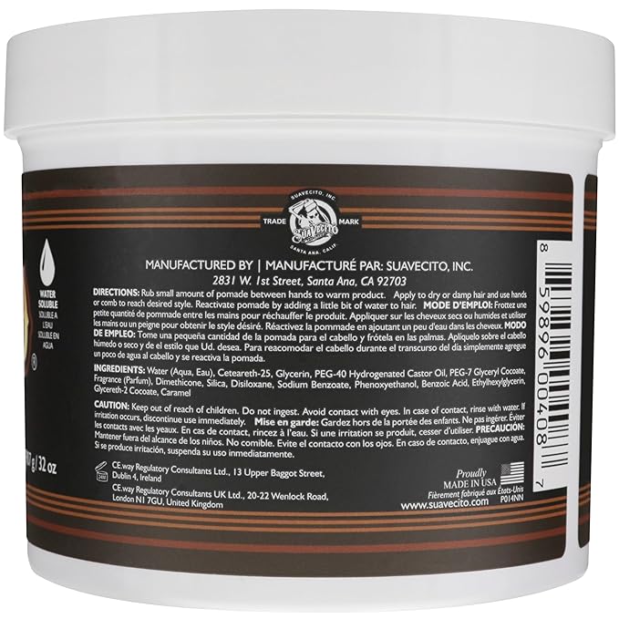Suavecito Original Hold Pomade 32 oz, 1 Pack - Medium Hold Hair Pomade For Men - Medium Shine Water Based Wax Like Flake Free Hair Gel - Easy To Wash Out - All Day Hold For All Hairstyles