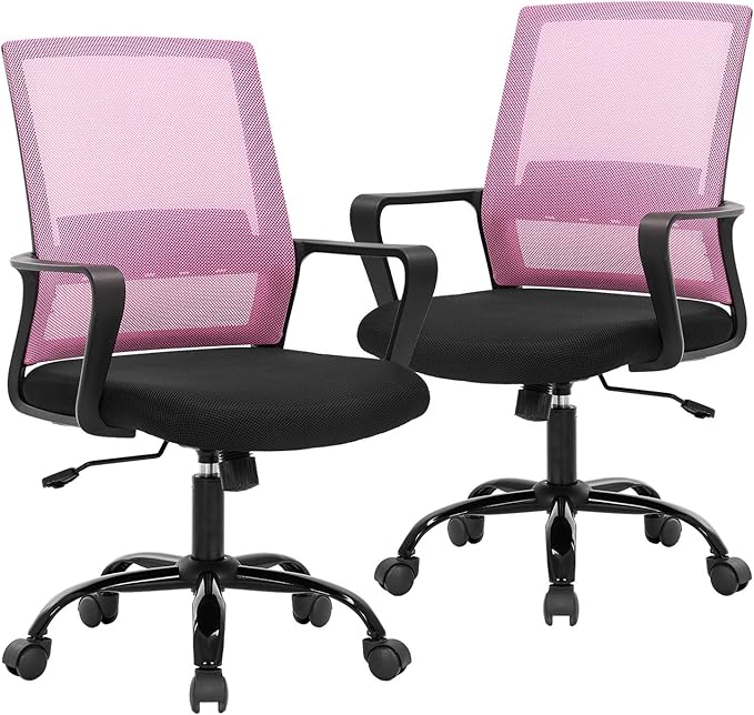 BestOffice Computer Chair Swivel Rolling Executive Lumbar Support Task Mesh Chair Metal Base for Women&Men, 2 Pack