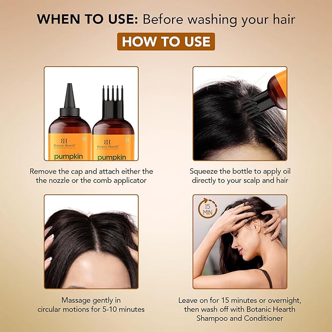 Botanic Hearth 100% Pure Pumpkin Castor Oil For Hair Growth & Hair Treatment Oils 6.7 Fl oz | Infused with coconut Oil | Hair Oil Repairs Dry Damaged Hair, Strengthening, Healthier | All Hair Types