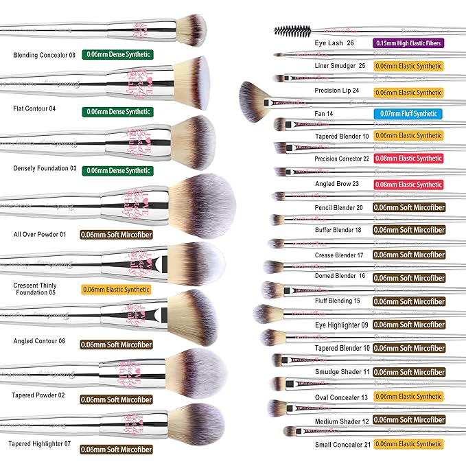 Bueart Design Christmas Gift 26Pcs Pro Makeup Brushes Set with Ultra Soft Dense Hair,Premium Quality Professional Make up Brushes For Foundation,Contour,Blush,Powder Makeup