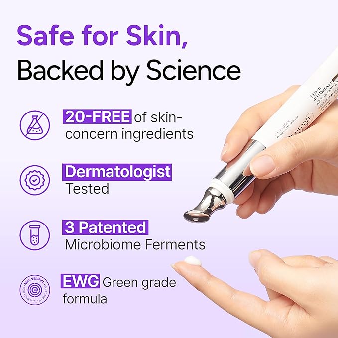 Lifderm Eye Cream with Collagen & Vibrating Device for Wrinkles, Anti-Aging, Dark Circles – Lifting, Firming, Tightening, Depuffing, Nourishing Korean Skincare (20ml 0.6 fl oz)