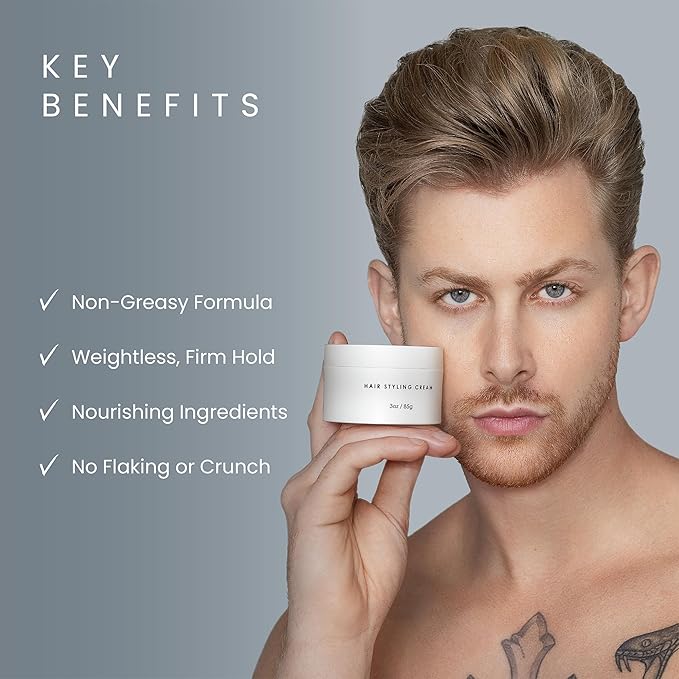 Forte Series Hair Styling Cream, 3 oz, Medium Hold, Light Cream, Volumizing & Thickening Cream for Men, Water Soluble Hair Texturizer for Easy Washout