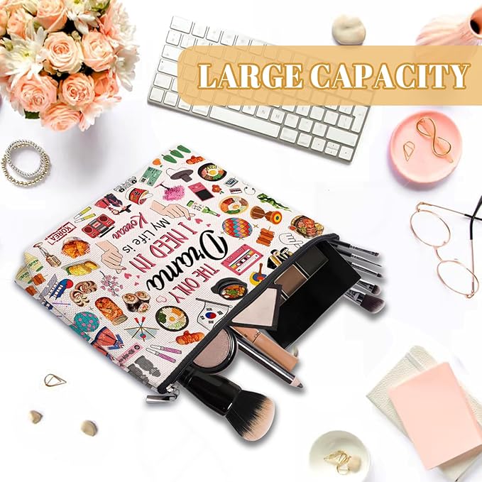 Drama Korean Makeup Bag, Drama Korean Gifts For K-Pop Lovers, K-Pop Makeup Pouch, Travel Toiletry Bag With Zipper, Birthday Graduation Christmas Gifts For Best Friend Bestie Her