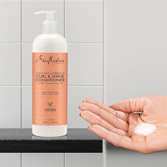 SheaMoisture Curl & Shine Conditioner Coconut & Hibiscus,for Thick,Curly Hair,to Moisturize-& Soften,24 oz,(Pack of 2)