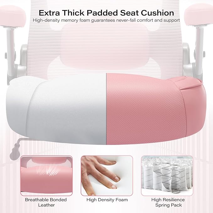Big and Tall Office Chair 600lbs with 3D Flip Arms, Heavy Duty Large Executive Computer Desk Chair Ergonomic Mesh High Back Plus Size Chair for Adults