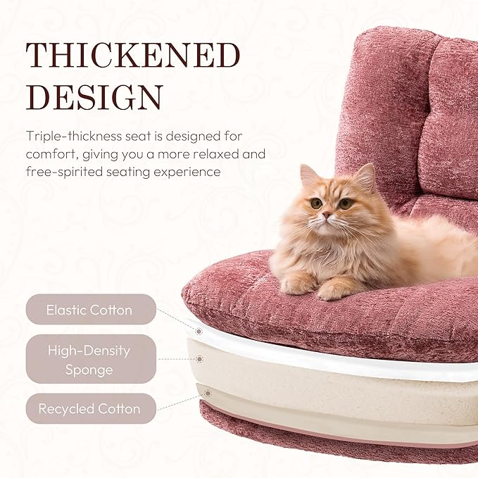 Dowinx Criss Cross Chair with Wheels, Dual-Layer Thickened Cushion, Premium Fabric Stylish Home Vanity Chair Wide Seat, Wine Red