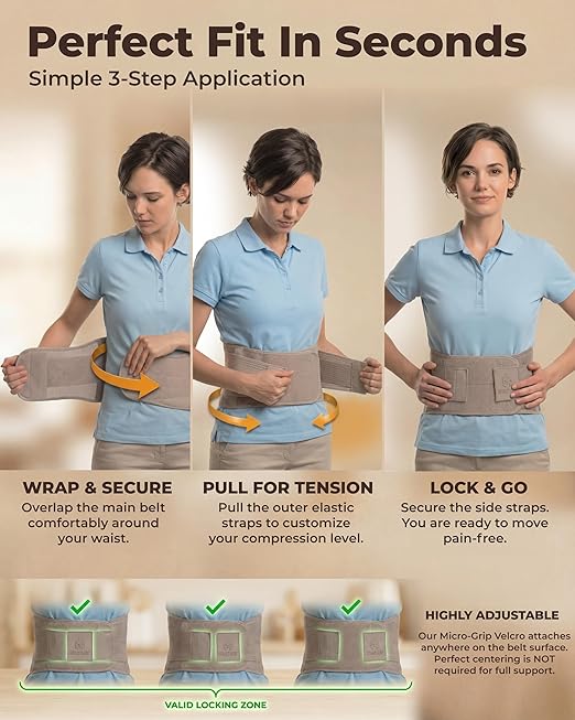 Sparthos Back Support Belt - Immediate Relief from Lower Back Pain, Sciatica, Herniated Disc - Breathable Brace With Lumbar Pad - For Men & Women - Fits 31–38″ Waist (Taupe-Small, Check Sizing)