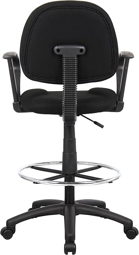 Boss Office Products Ergonomic Works Drafting Chair with Loop Arms in Black, Mid-Back