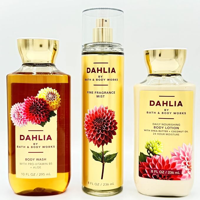 Dahlia Bath & Body 3-Piece Bundle | Body Wash, Fine Fragrance Mist and Daily Nourishing Body Lotion