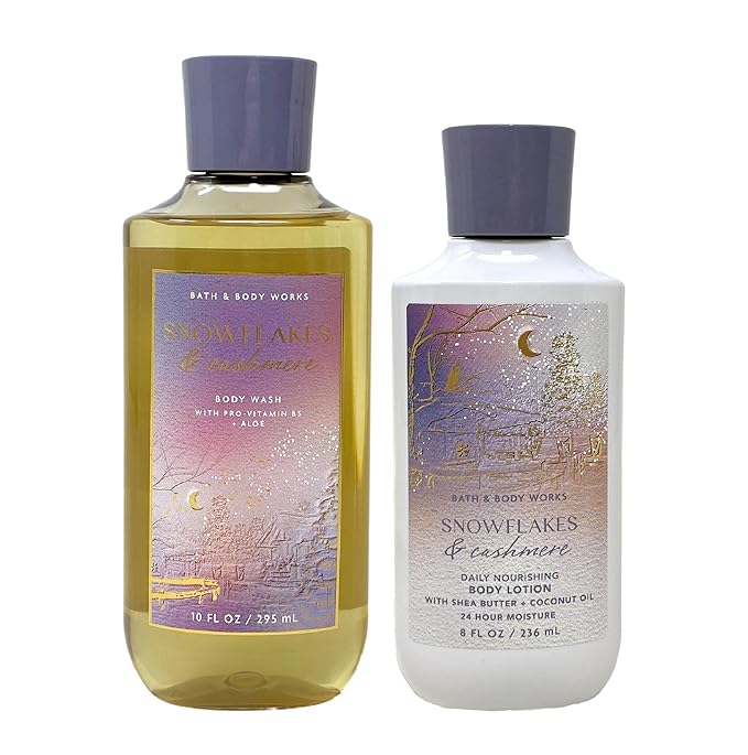 Bath and Body Works Gift Set of 10 oz Shower Gel and 8 oz Lotion (Snowflakes & Cashmere) (BB87462390)