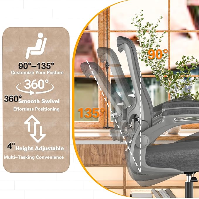 Ergonomic Office Chair - High Back Desk Chair with Adjustable Lumbar Support, Breathable Mesh Back, 330LBS Capacity, Easy Assembly, for Home Office Executive Computer Task