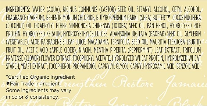 SheaMoisture Jamaican Black Castor Oil Leave In Conditioner 100% Pure Jamaican Black Castor Oil For Damaged Hair to Soften and Detangle Hair 11.5 oz