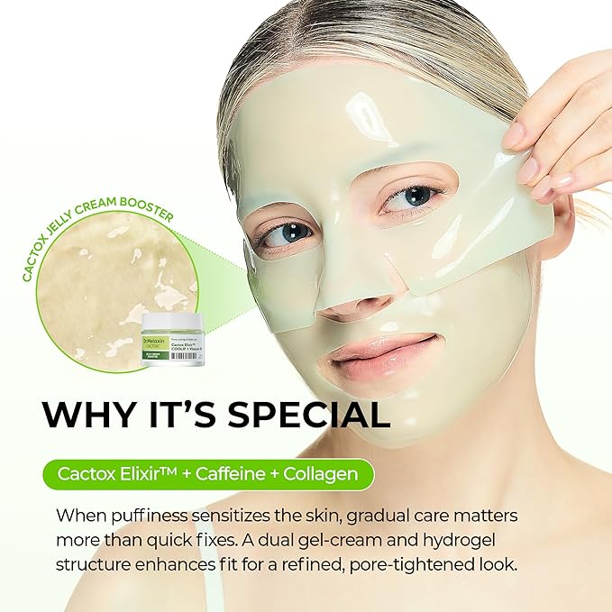Dr.Melaxin CACTOX DE-PUFFING PORE TOX GEL MASK 4EA with Cactus Cooling Reduce Puffiness & Pore Tightening for Visible Pore Care Skin Repair