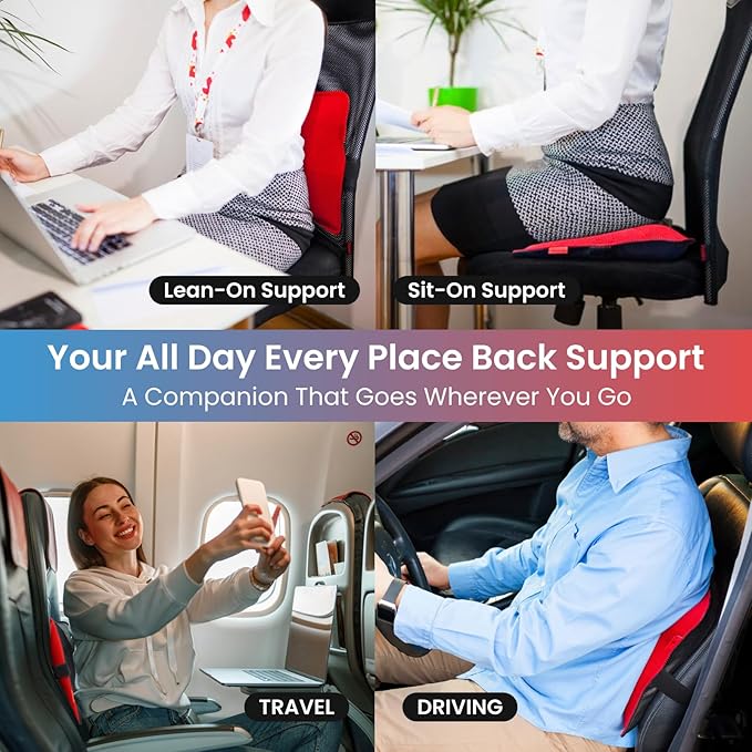 AJUVIA Back Vitalizer Lumbar Support Pillow | 4000+ Doctor Trusted Ergonomic Pillow Support for Office Chair, Home & Car | 3 Second Pain Relief, Better Posture, Sciatica & Lower Back Relief