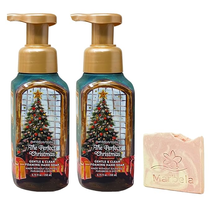 Bath & Body Works The Perfect Christmas 2 Pack Gentle & Clean Foaming Hand Soap Bundle with a Himalayan Salts Springs Sample Soap