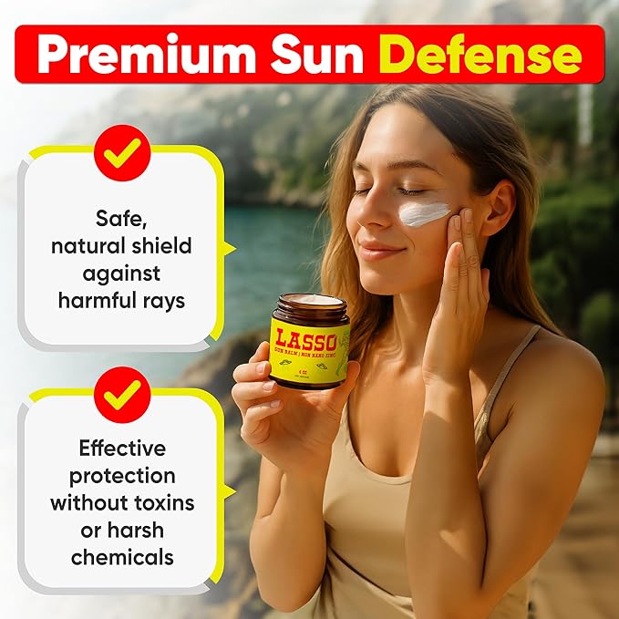 Sun Balm – Natural Moisturizing Balm with Non-Nano Zinc, Beeswax & Vitamin E – 4oz Glass Jar – Grass-Fed - finished Tallow – Reef-Safe, Sensitive Skin-Friendly